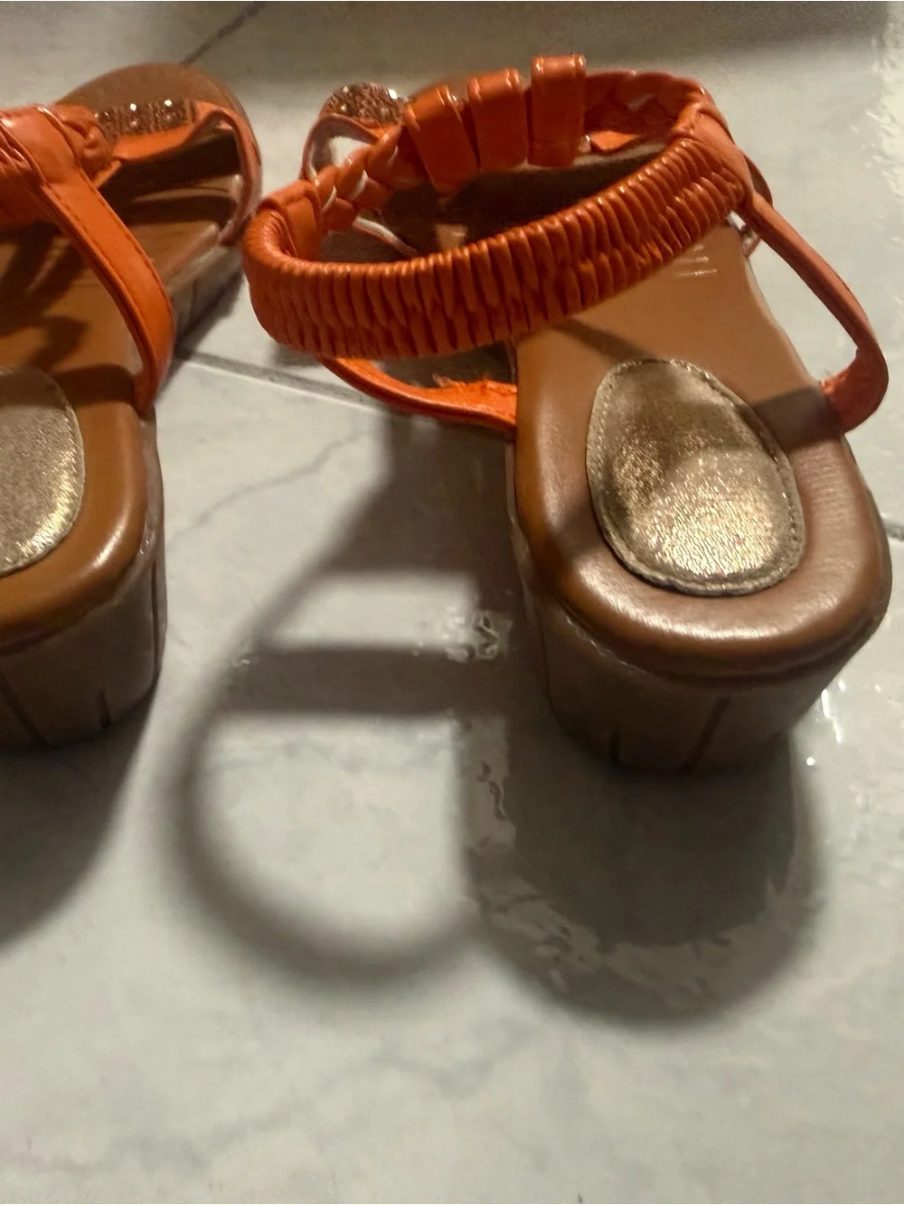 Orange Braided Strap Jeweled Sandals size 10.5